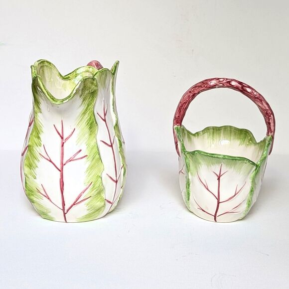 Vintage The Haldon Group Tobacco Leaf Pitcher & Handled Bowl – Hand Painted 1988 - Picture 6 of 11